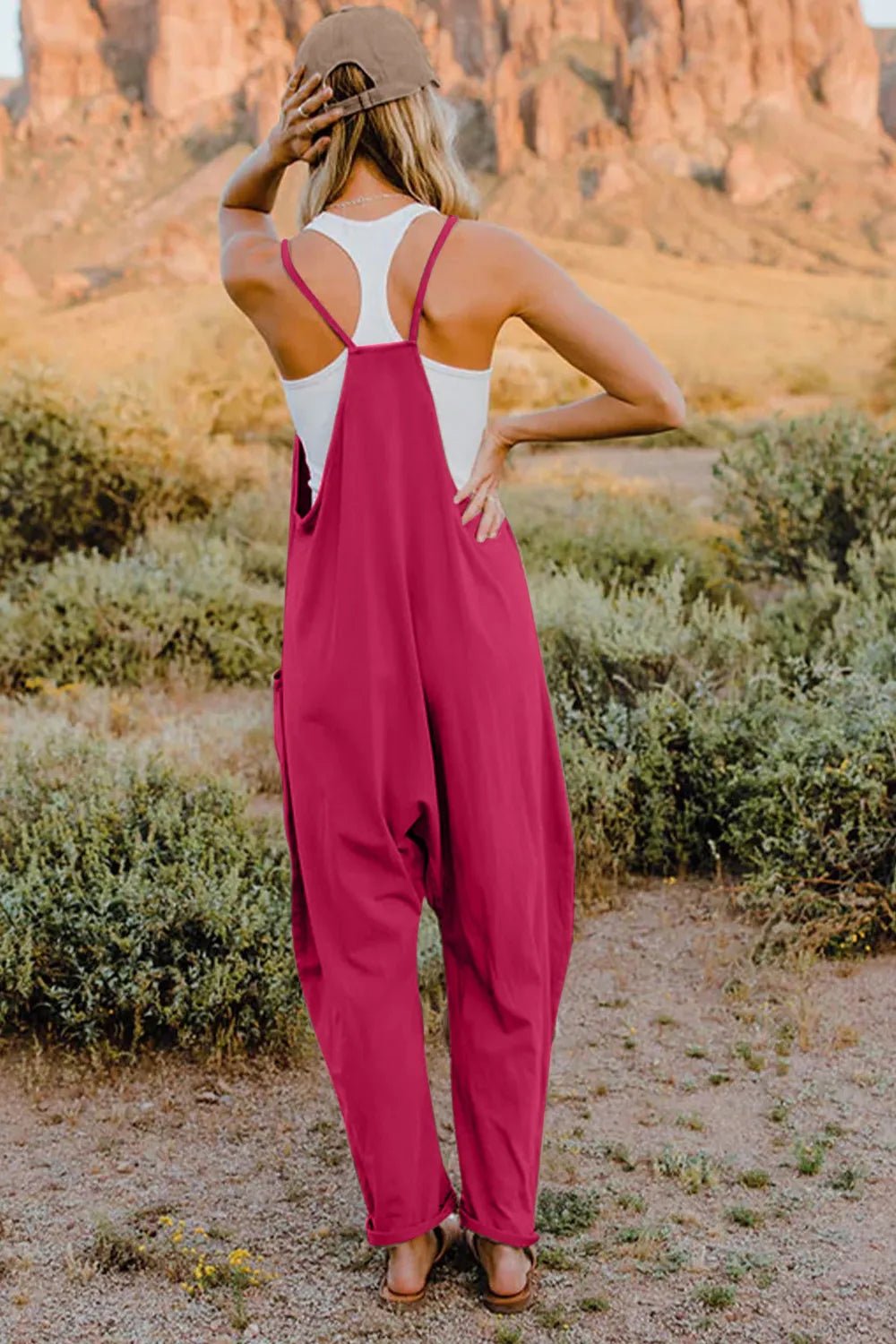Double Take Full Size V-Neck Sleeveless Jumpsuit with Pockets - Cozy & Co. Market