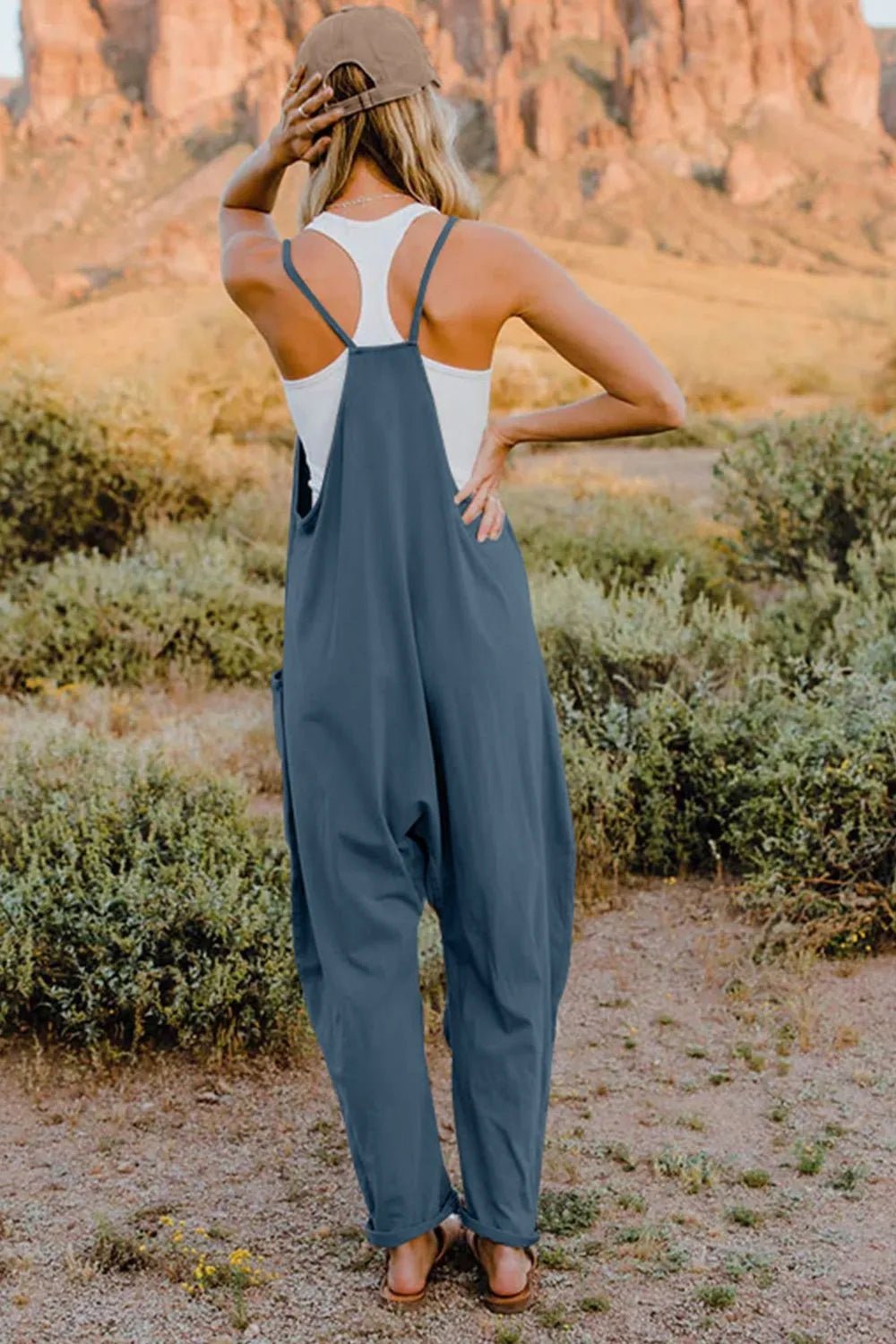 Double Take Full Size V-Neck Sleeveless Jumpsuit with Pockets - Cozy & Co. Market