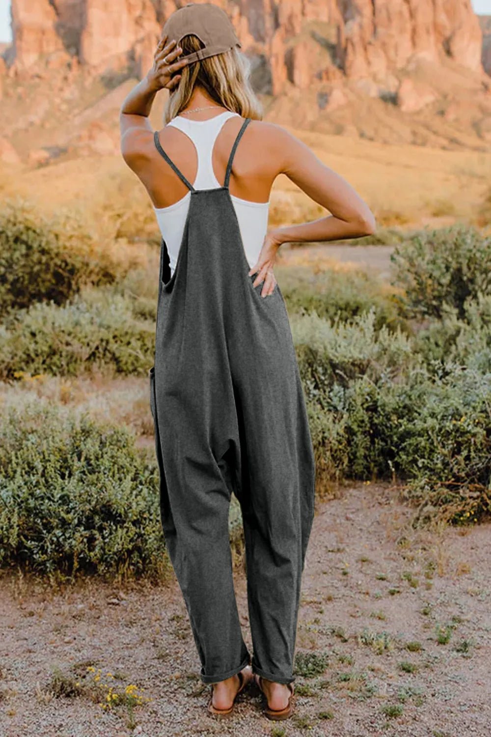 Double Take Full Size V-Neck Sleeveless Jumpsuit with Pockets - Cozy & Co. Market