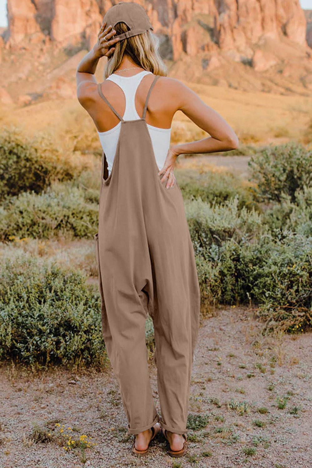 Double Take Full Size V-Neck Sleeveless Jumpsuit with Pockets - Cozy & Co. Market