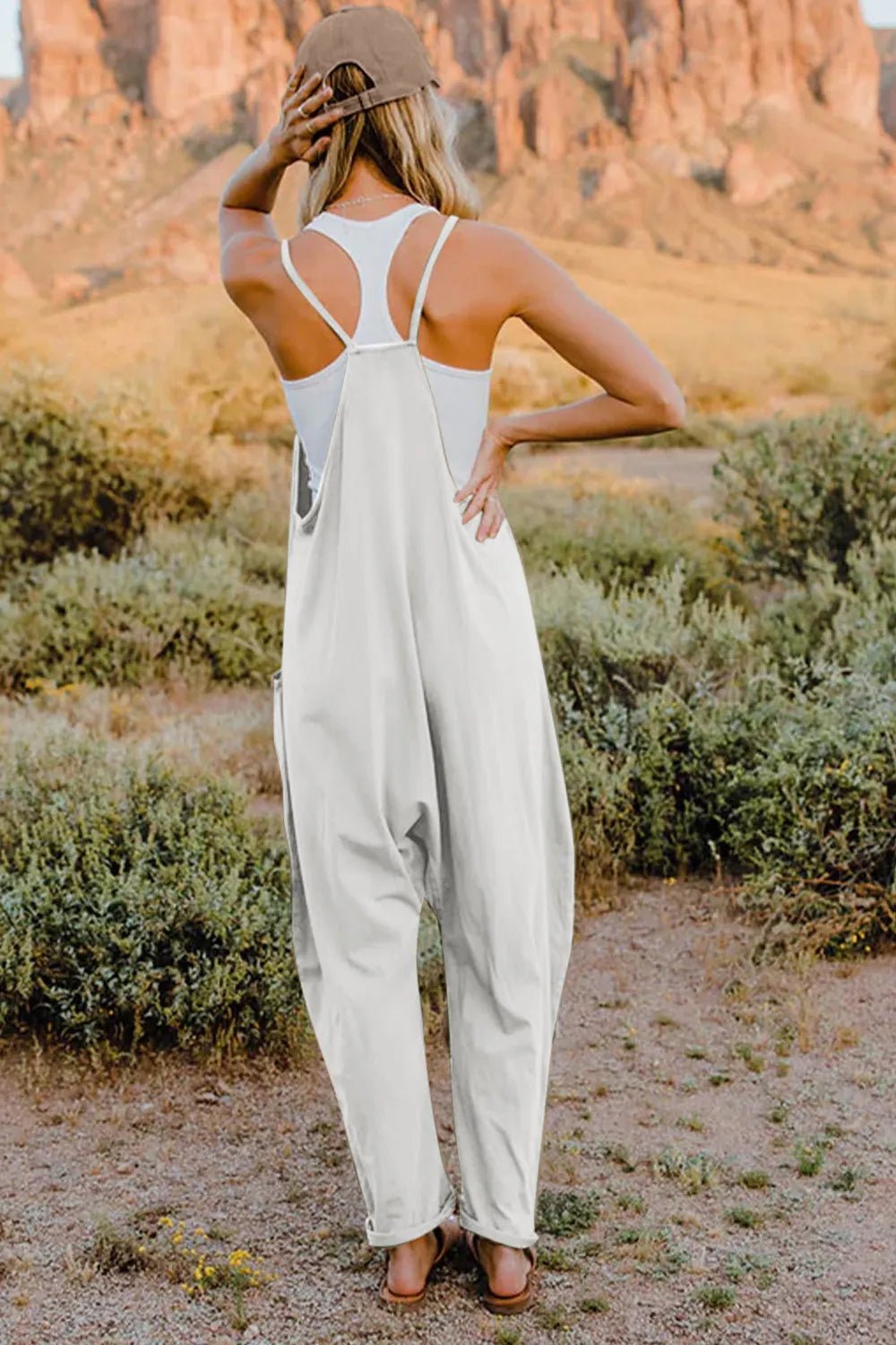 Double Take Full Size V-Neck Sleeveless Jumpsuit with Pockets - Cozy & Co. Market