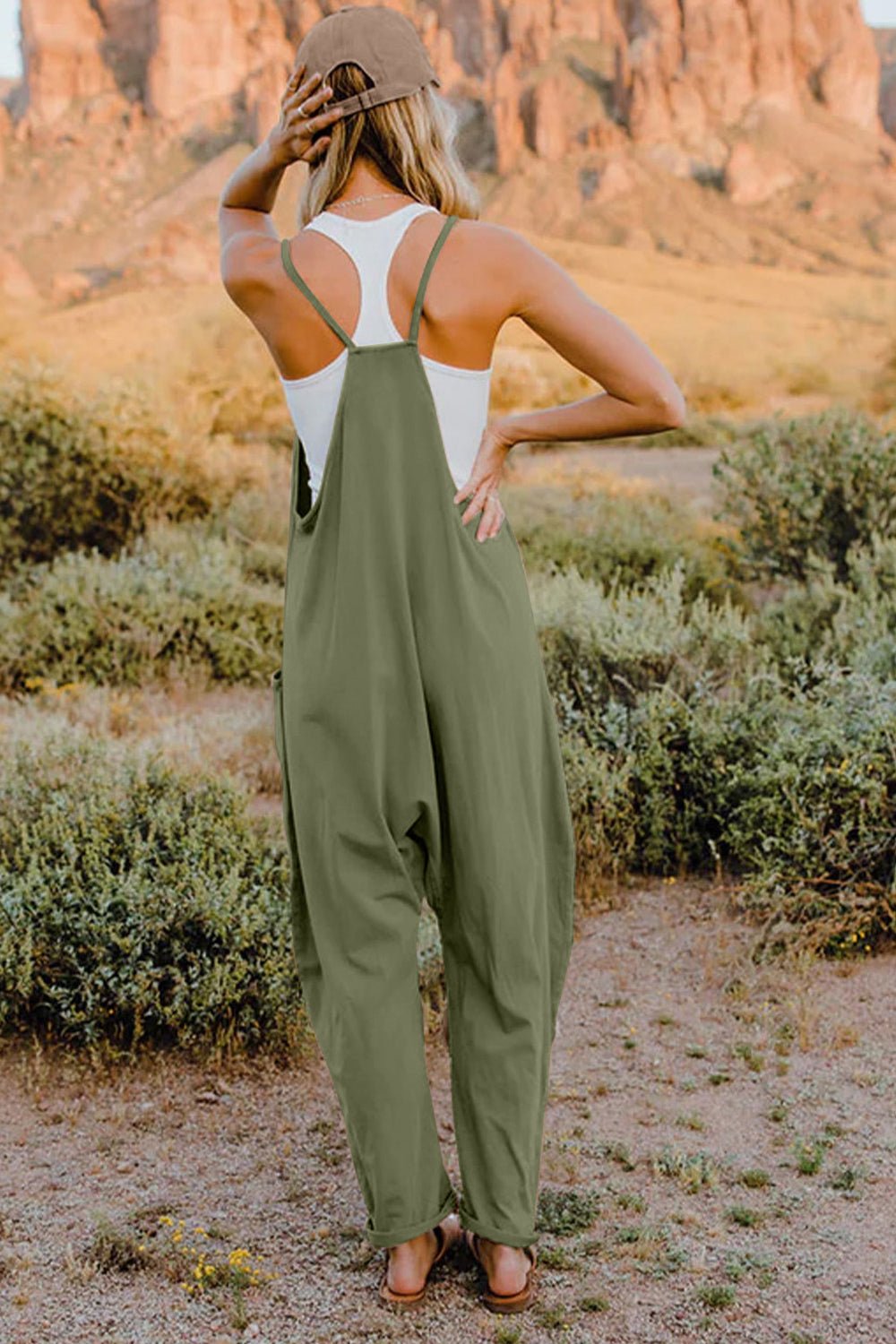 Double Take Full Size V-Neck Sleeveless Jumpsuit with Pockets - Cozy & Co. Market