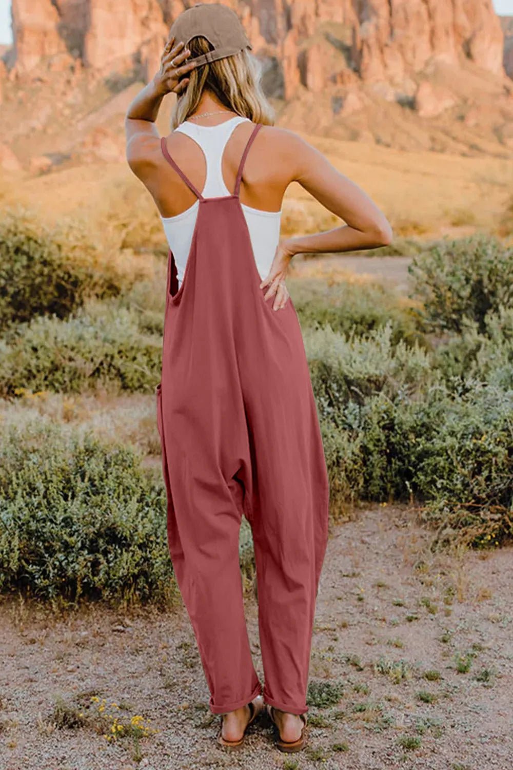 Double Take Full Size V-Neck Sleeveless Jumpsuit with Pockets - Cozy & Co. Market