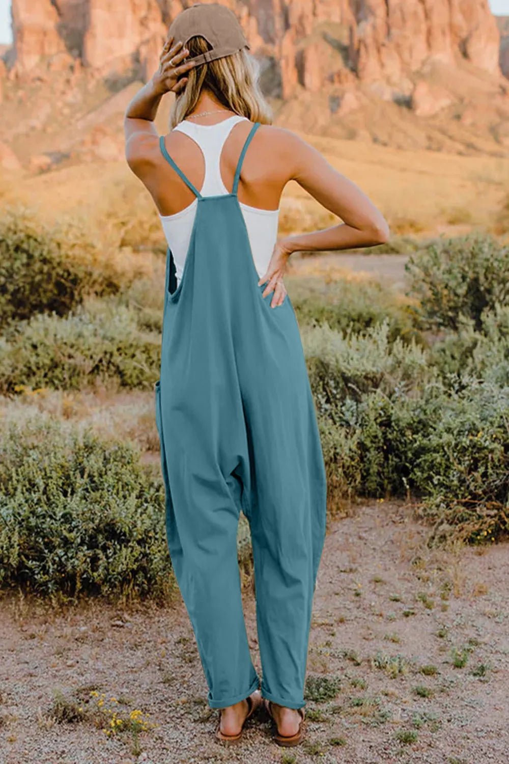 Double Take Full Size V-Neck Sleeveless Jumpsuit with Pockets - Cozy & Co. Market