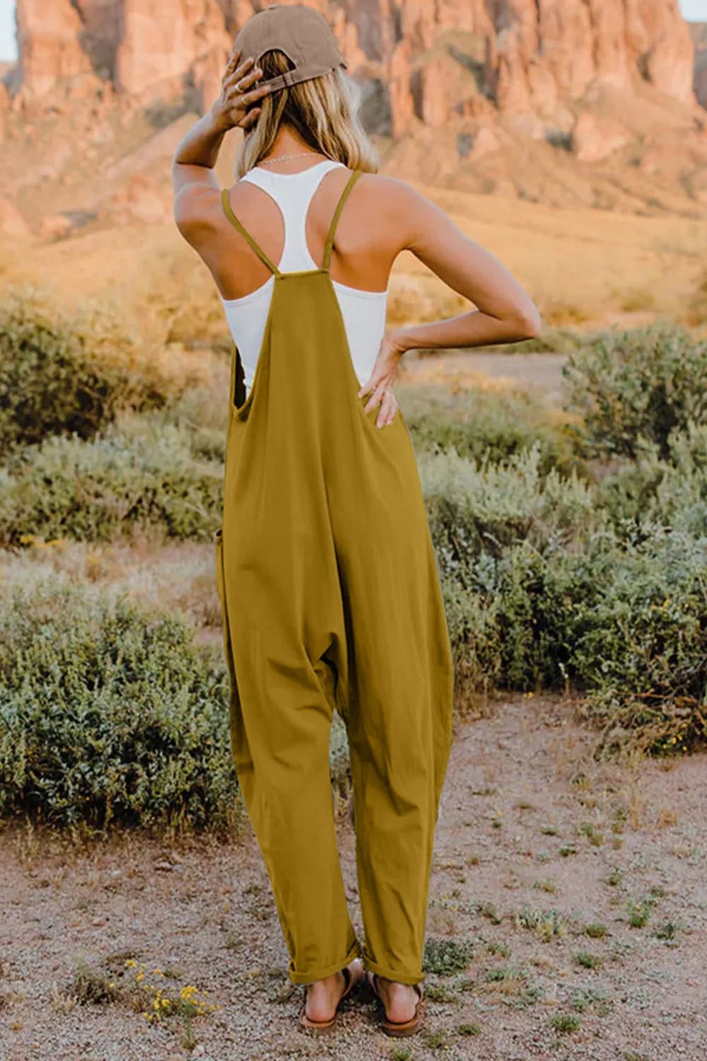 Double Take Full Size V-Neck Sleeveless Jumpsuit with Pockets - Cozy & Co. Market