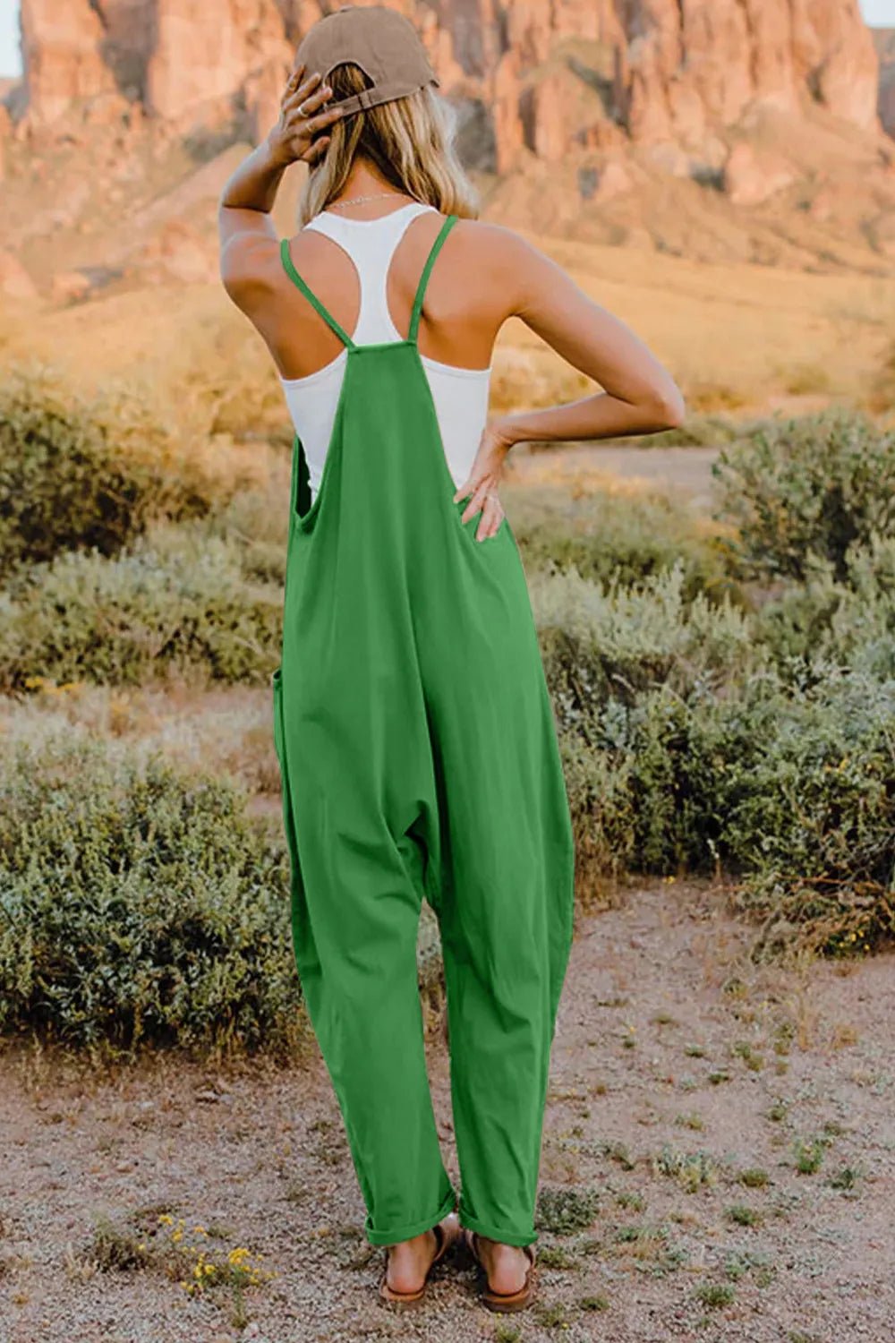 Double Take Full Size V-Neck Sleeveless Jumpsuit with Pockets - Cozy & Co. Market