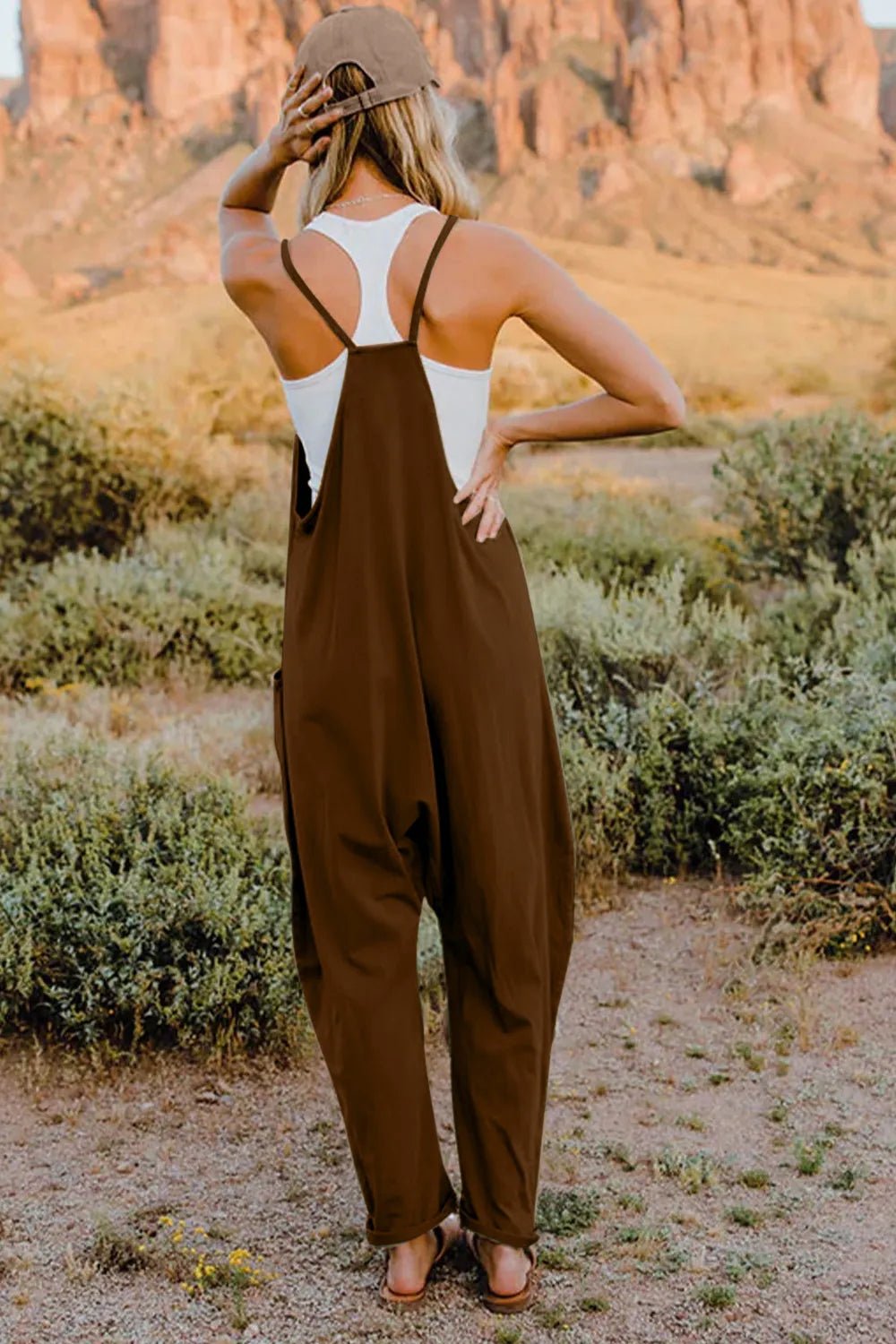 Double Take Full Size V-Neck Sleeveless Jumpsuit with Pockets - Cozy & Co. Market