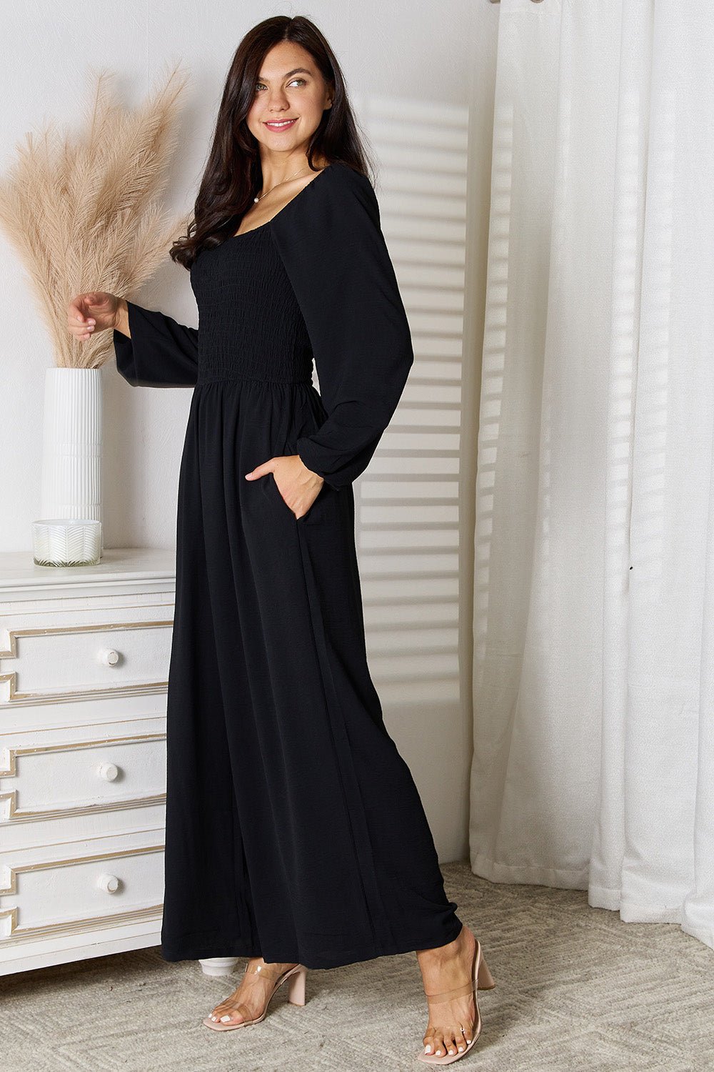 Double Take Square Neck Jumpsuit with Pockets - Cozy & Co. Market