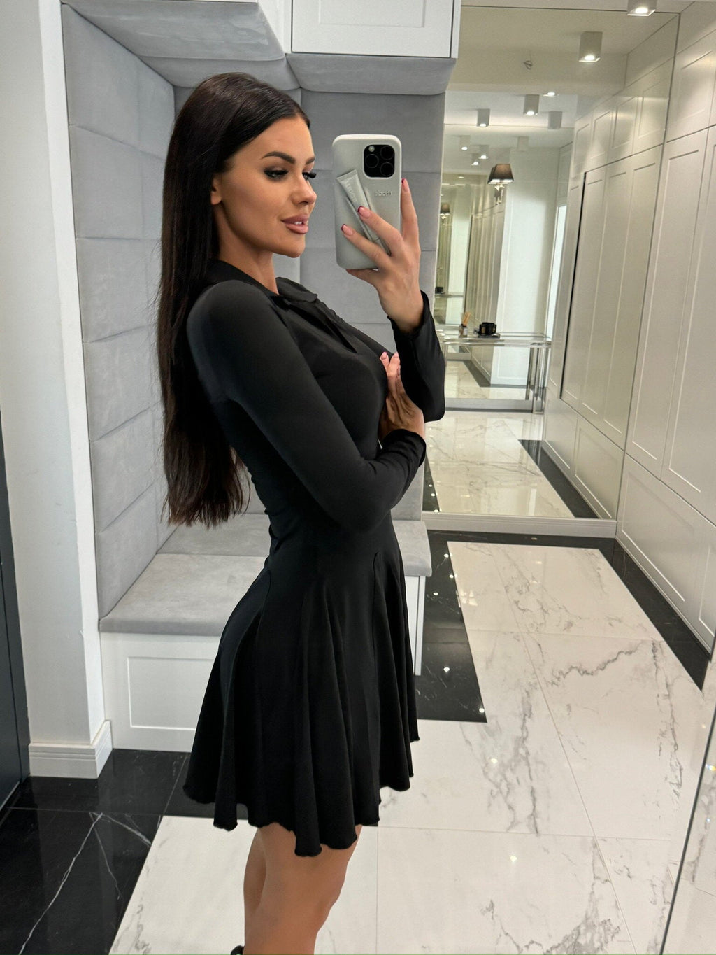 Dress 2025 Spring and Summer Cross-Border Women's New Amazon Aliexpress Solid Color Waist Long Sleeve Lapel Skirt - Cozy & Co. Market