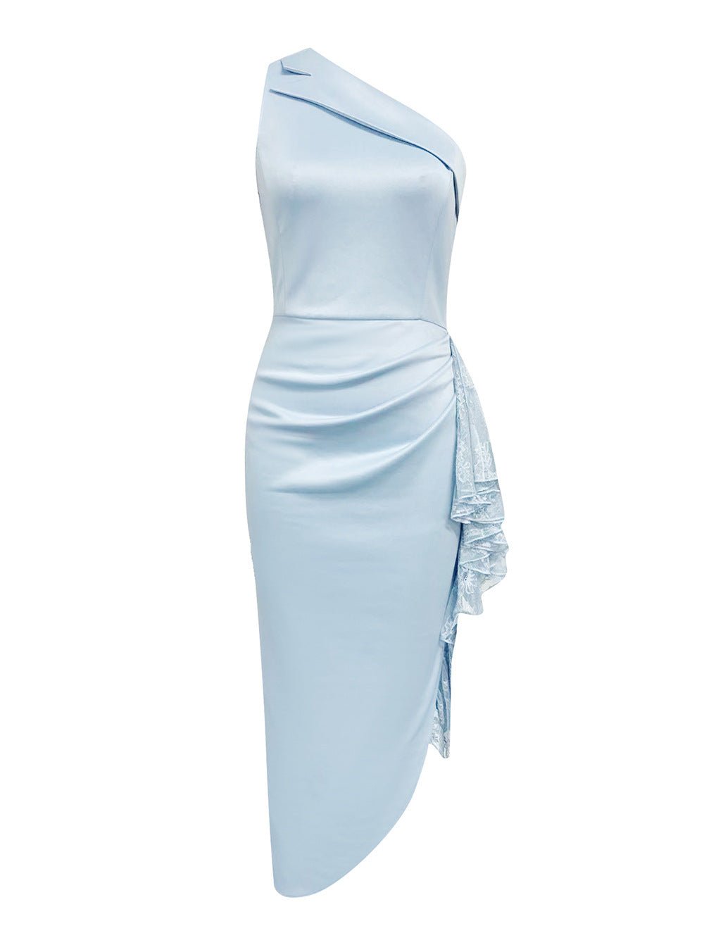 Dress Europe and the United States cross-border new solid color shoulder sleeveless side split lace stitching design dress dress - Cozy & Co. Market