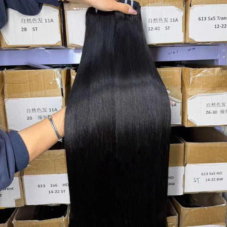 Drop Shipping Raw Hair Bone Straight Double Weft Hair Weaving Bundles Bone Straight Braiding Human Hair Extension - Cozy & Co. Market