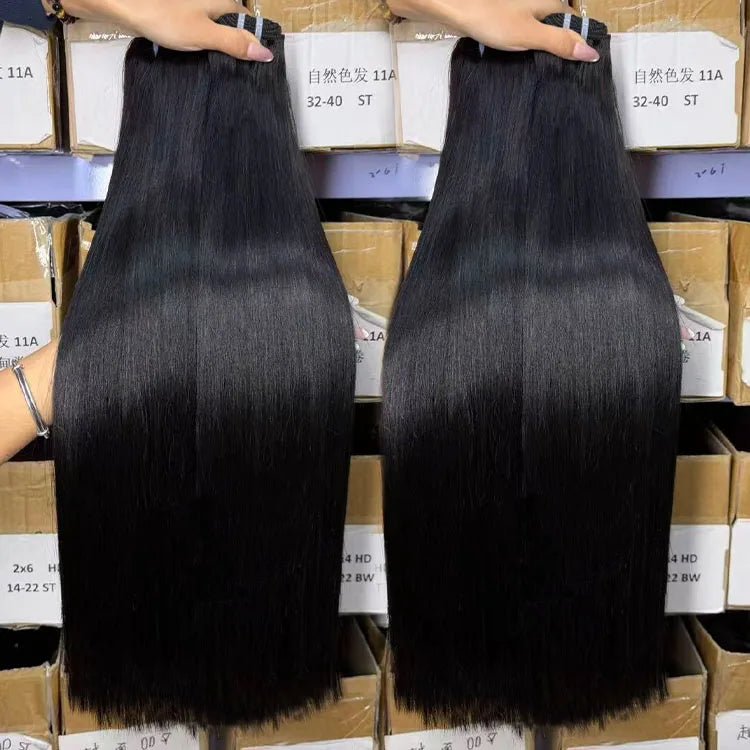 Drop Shipping Raw Hair Bone Straight Double Weft Hair Weaving Bundles Bone Straight Braiding Human Hair Extension - Cozy & Co. Market