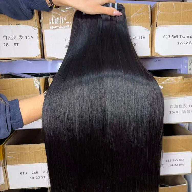 Drop Shipping Raw Hair Bone Straight Double Weft Hair Weaving Bundles Bone Straight Braiding Human Hair Extension - Cozy & Co. Market