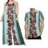 Drop Shipping Samoa Puletasi Casual Women Sling Jumpsuit Match Short Sleeve Aloha Shirt Polynesian Couple Clothes 2pc Set - Cozy & Co. Market