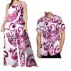 Drop Shipping Samoa Puletasi Casual Women Sling Jumpsuit Match Short Sleeve Aloha Shirt Polynesian Couple Clothes 2pc Set - Cozy & Co. Market