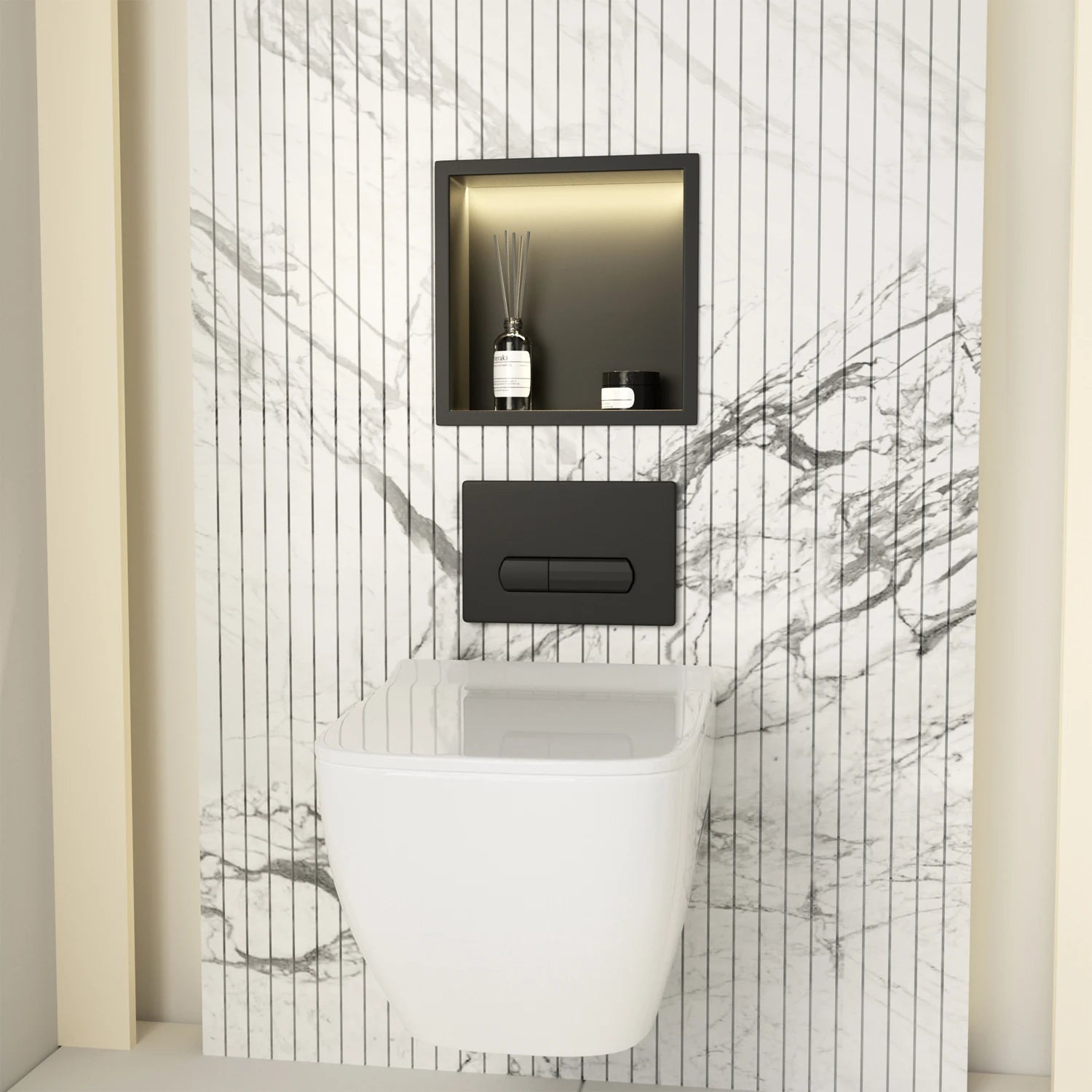 Dropshipping 12x12" Matte Black Stainless Steel Lighted Shower Niche IPX65 Waterproof FCC for UL Certification Modern for - Cozy & Co. Market