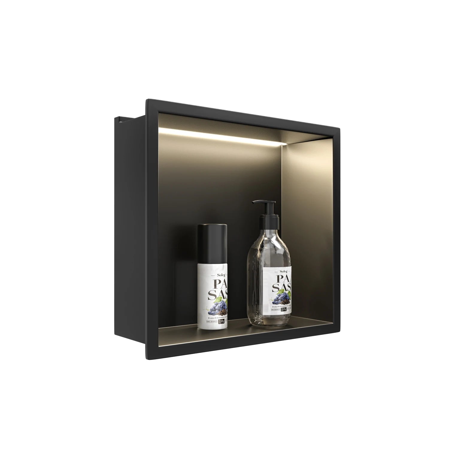 Dropshipping 12x12" Matte Black Stainless Steel Lighted Shower Niche IPX65 Waterproof FCC for UL Certification Modern for - Cozy & Co. Market