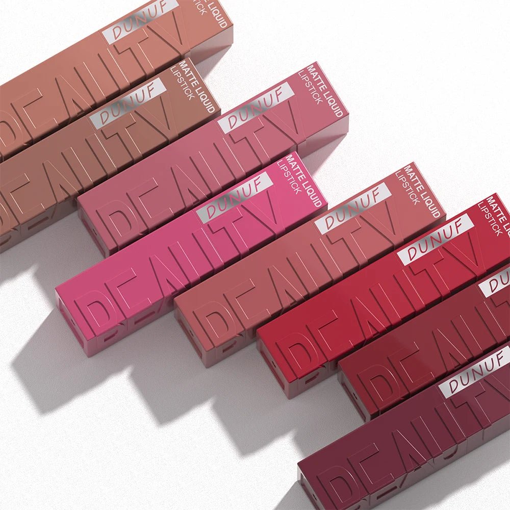 DUNUF 8-color matte velvet smooth easy-to-apply square tube lip gloss waterproof three-dimensional plumping lipstick - Cozy & Co. Market