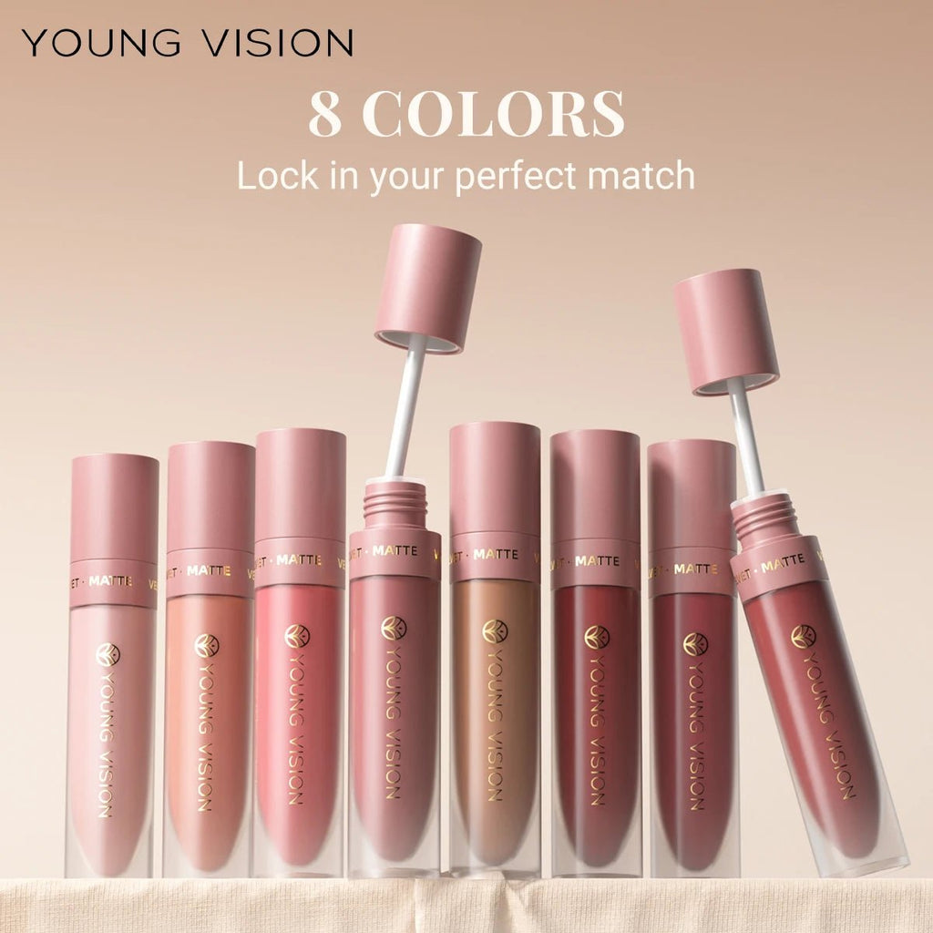 DUNUF 8-color matte velvet smooth easy-to-apply square tube lip gloss waterproof three-dimensional plumping lipstick - Cozy & Co. Market