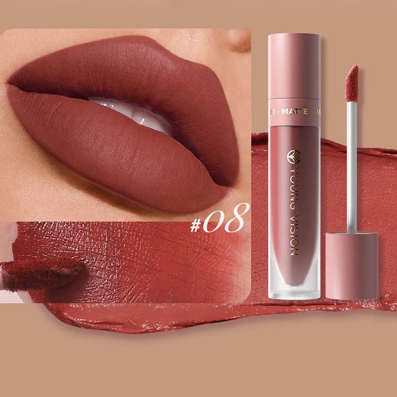 DUNUF 8-color matte velvet smooth easy-to-apply square tube lip gloss waterproof three-dimensional plumping lipstick - Cozy & Co. Market