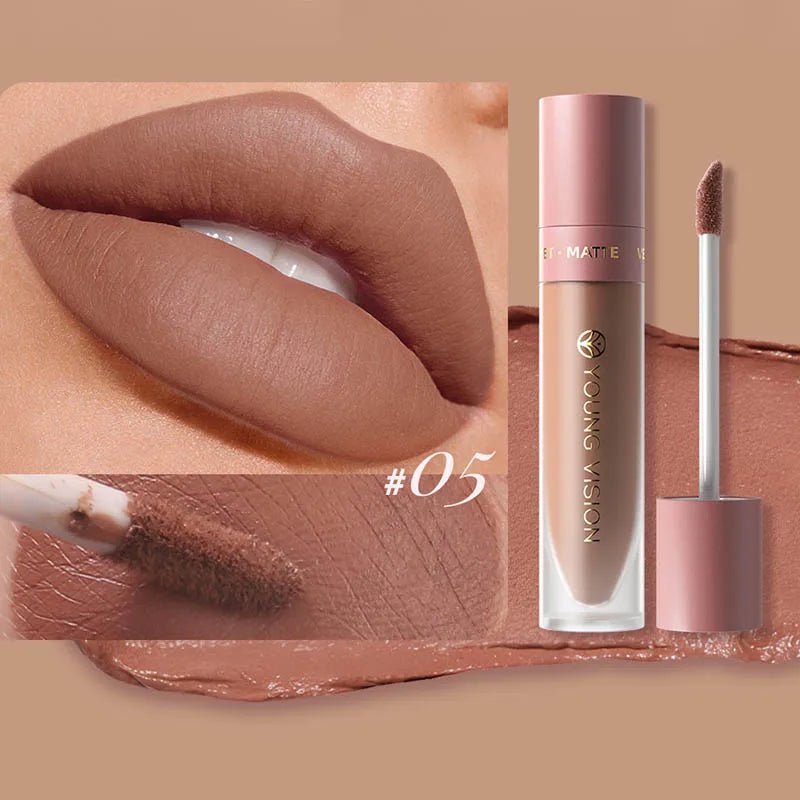 DUNUF 8-color matte velvet smooth easy-to-apply square tube lip gloss waterproof three-dimensional plumping lipstick - Cozy & Co. Market