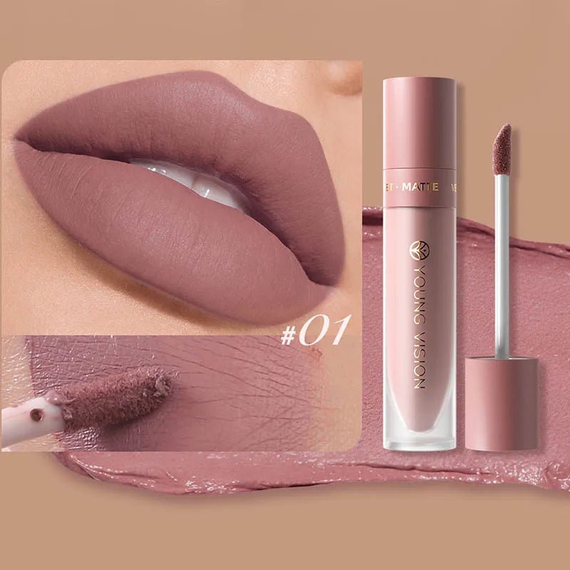 DUNUF 8-color matte velvet smooth easy-to-apply square tube lip gloss waterproof three-dimensional plumping lipstick - Cozy & Co. Market