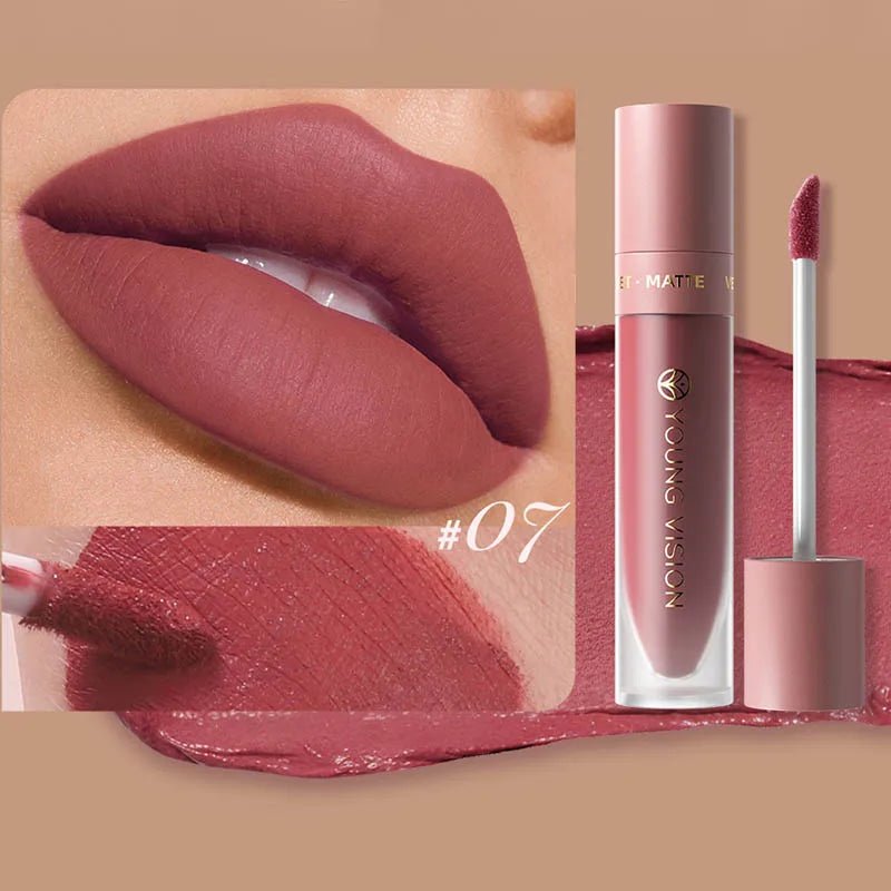 DUNUF 8-color matte velvet smooth easy-to-apply square tube lip gloss waterproof three-dimensional plumping lipstick - Cozy & Co. Market