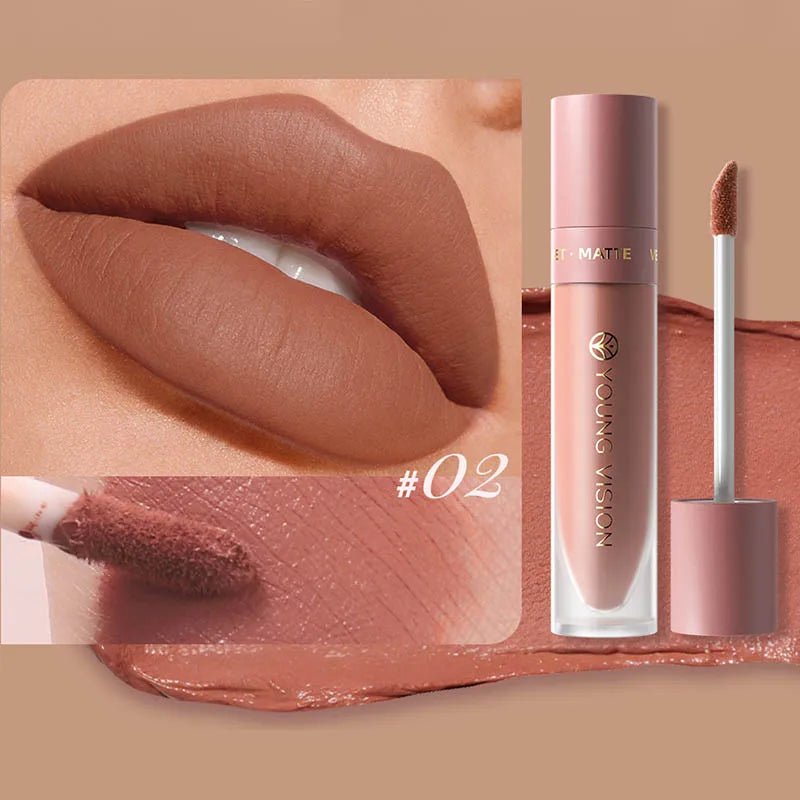 DUNUF 8-color matte velvet smooth easy-to-apply square tube lip gloss waterproof three-dimensional plumping lipstick - Cozy & Co. Market