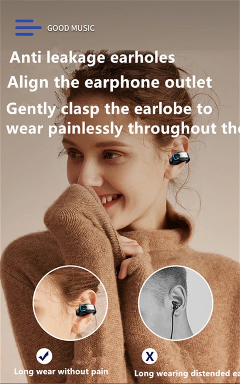 Earphone Clip Wireless Bluetooth Headphone Bone Conduction Headset High Quality TWS Auriculares Sport Noise Canceling With Mic - Cozy & Co. Market