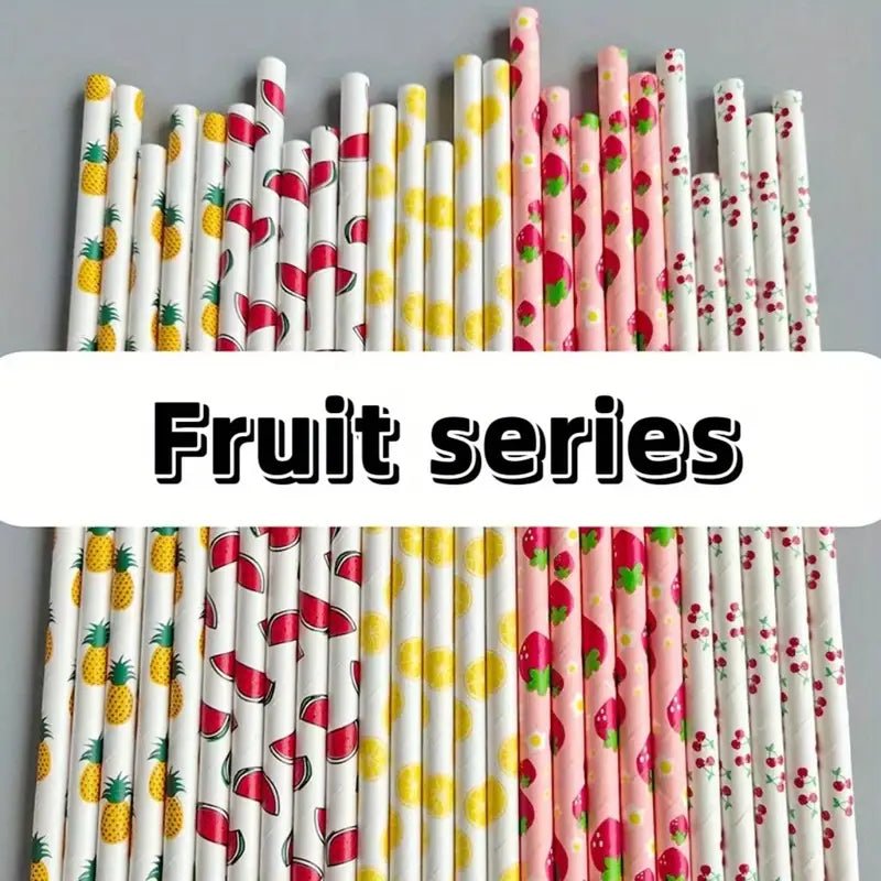 Eco-Friendly Biodegradable Fruit Series Paper Straws (25/100 Packs) - Cozy & Co. Market