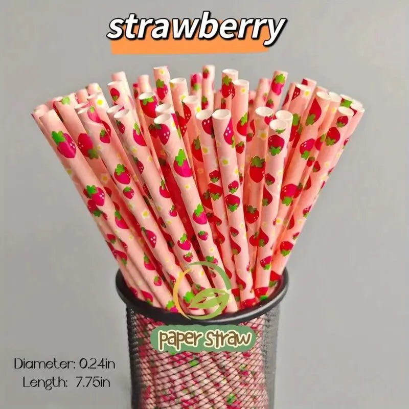 Eco-Friendly Biodegradable Fruit Series Paper Straws (25/100 Packs) - Cozy & Co. Market
