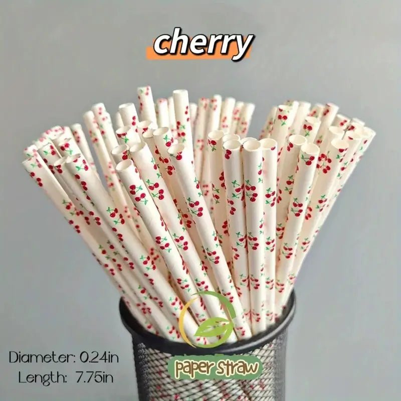 Eco-Friendly Biodegradable Fruit Series Paper Straws (25/100 Packs) - Cozy & Co. Market
