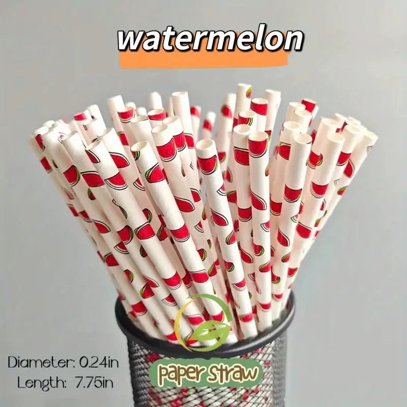 Eco-Friendly Biodegradable Fruit Series Paper Straws (25/100 Packs) - Cozy & Co. Market