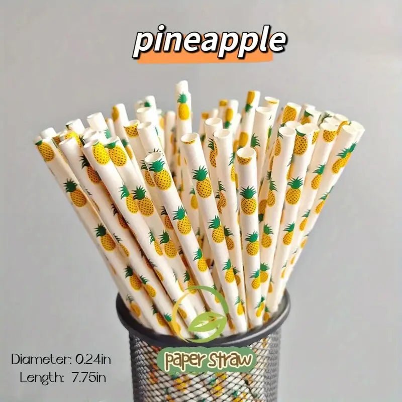 Eco-Friendly Biodegradable Fruit Series Paper Straws (25/100 Packs) - Cozy & Co. Market