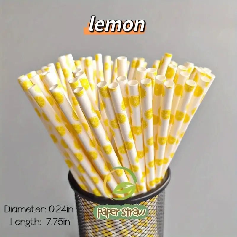Eco-Friendly Biodegradable Fruit Series Paper Straws (25/100 Packs) - Cozy & Co. Market