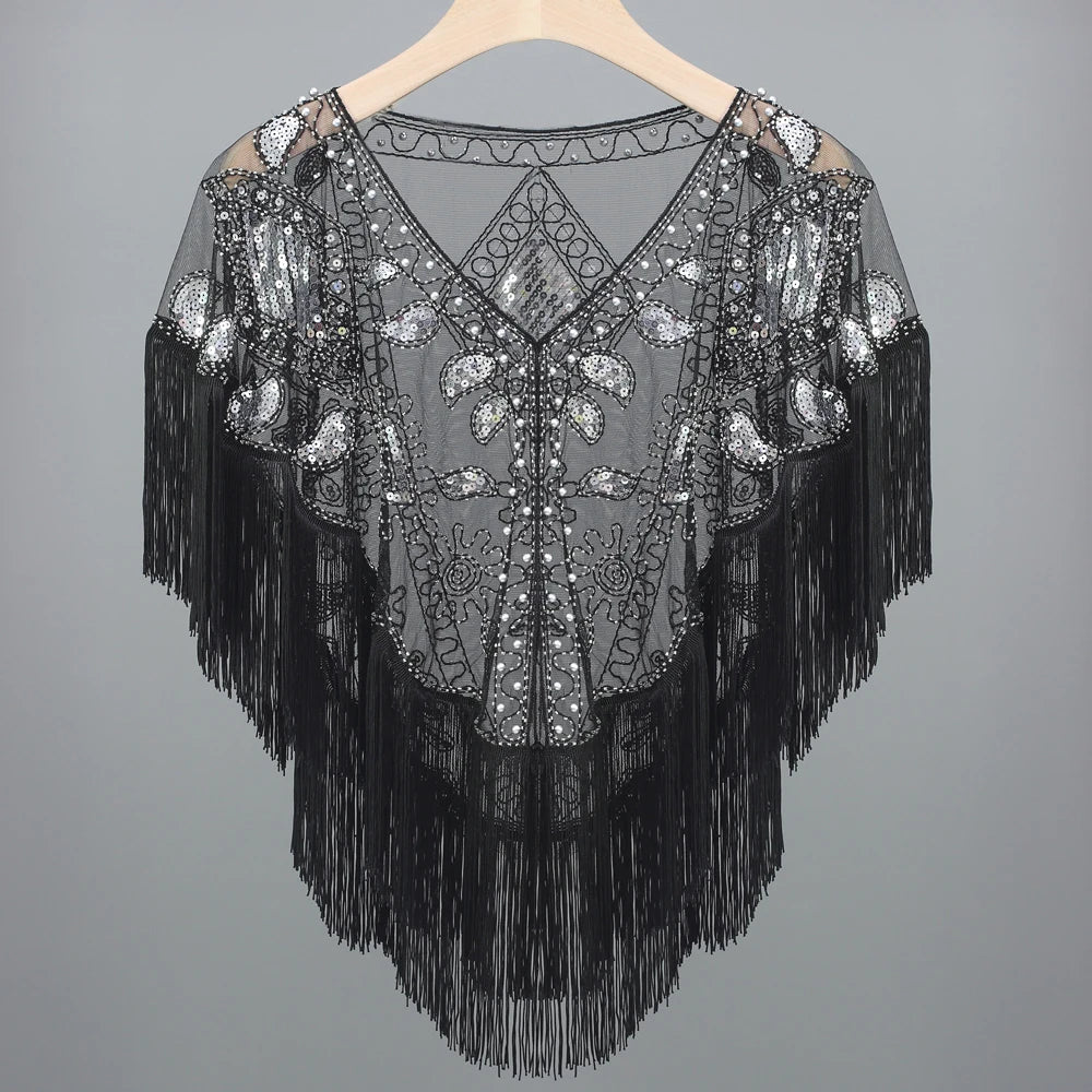 Ecoparty 1920s Shawl Wraps Gatsby Beaded Evening Cape Bridal Shawl for Evening Dresses Wedding Party - Cozy & Co. Market