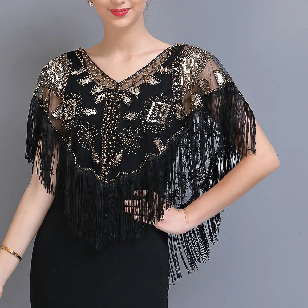 Ecoparty 1920s Shawl Wraps Gatsby Beaded Evening Cape Bridal Shawl for Evening Dresses Wedding Party - Cozy & Co. Market