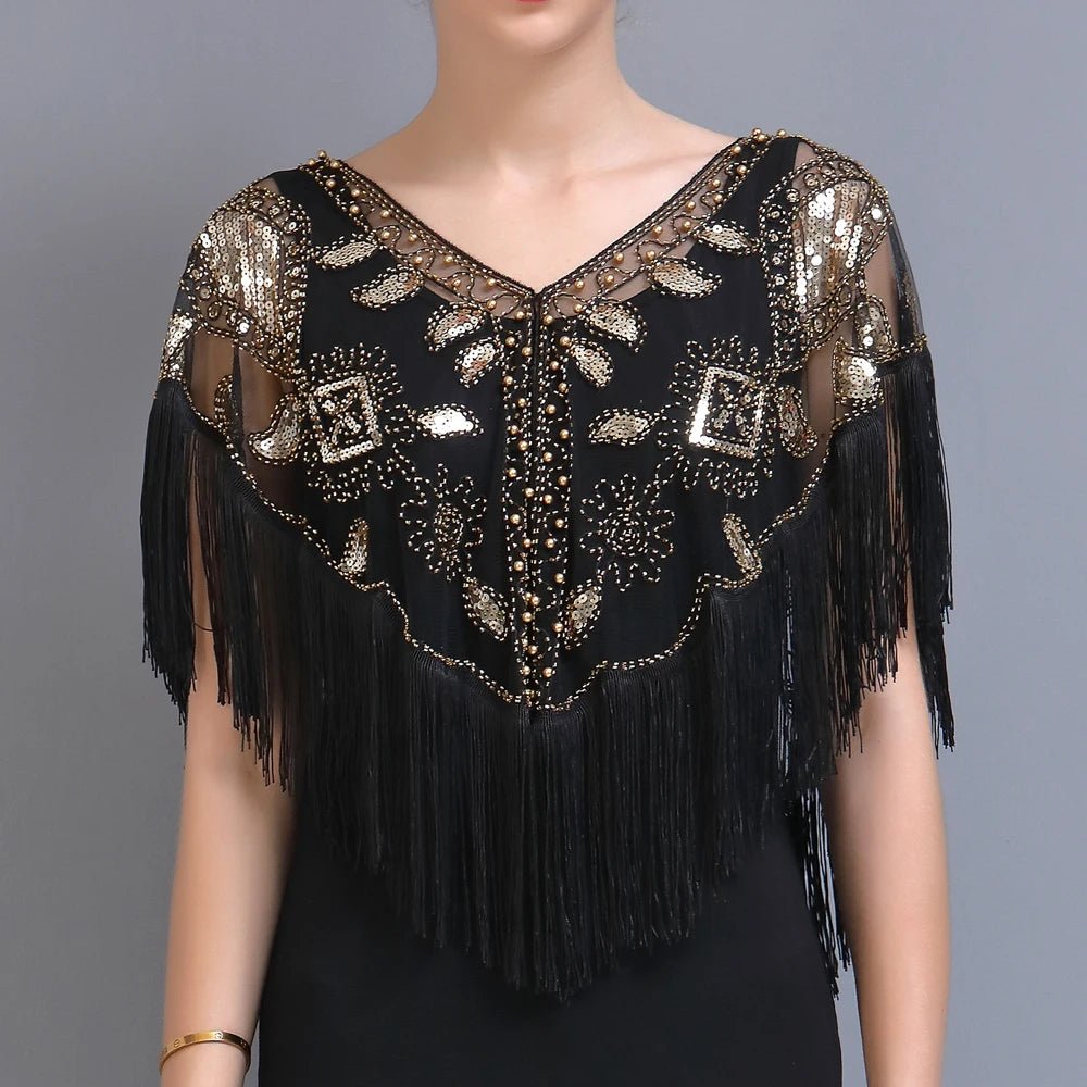 Ecoparty 1920s Shawl Wraps Gatsby Beaded Evening Cape Bridal Shawl for Evening Dresses Wedding Party - Cozy & Co. Market