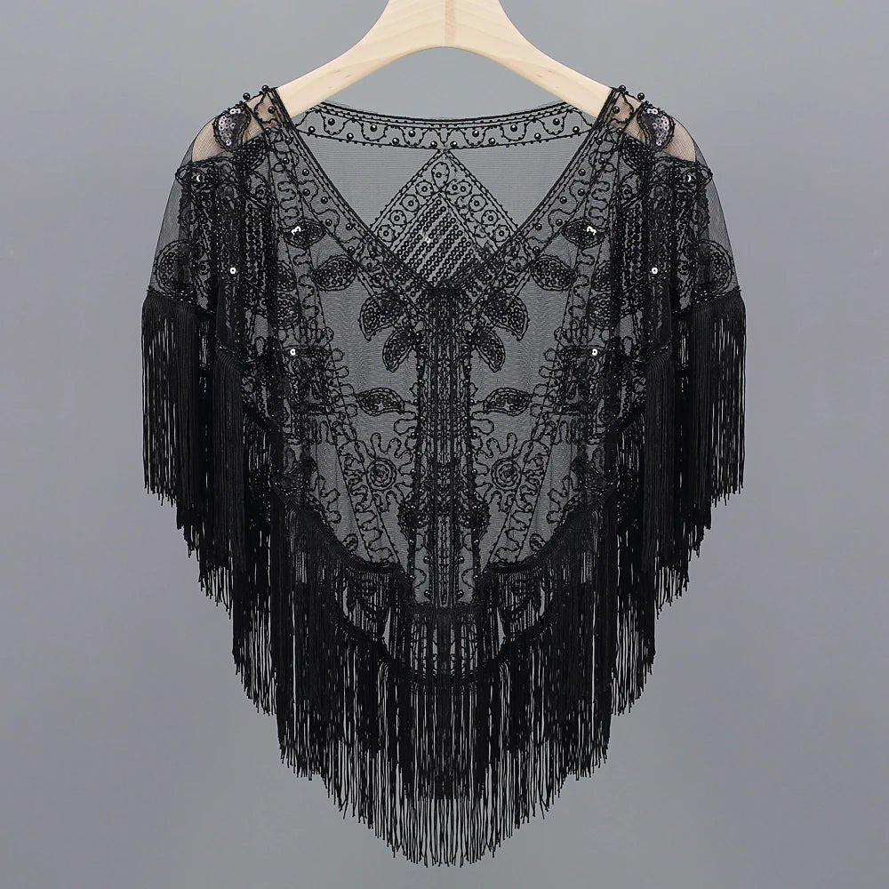 Ecoparty 1920s Shawl Wraps Gatsby Beaded Evening Cape Bridal Shawl for Evening Dresses Wedding Party - Cozy & Co. Market