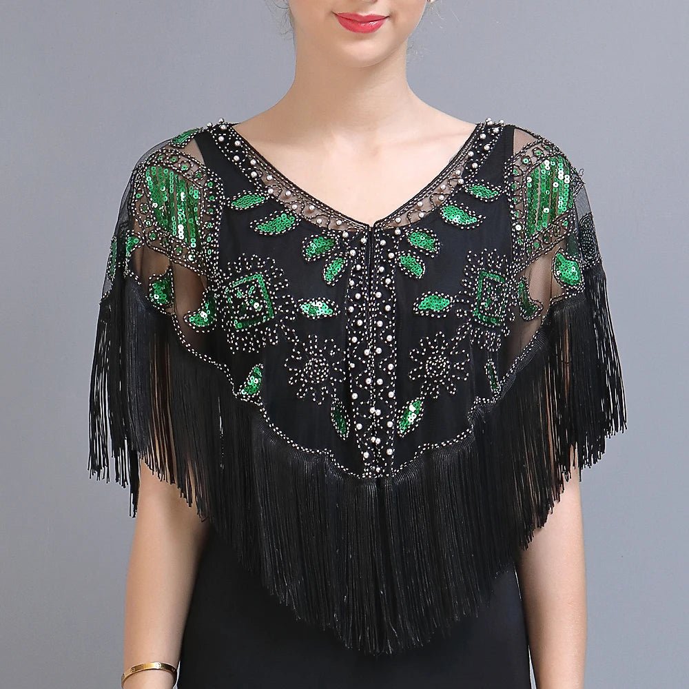Ecoparty 1920s Shawl Wraps Gatsby Beaded Evening Cape Bridal Shawl for Evening Dresses Wedding Party - Cozy & Co. Market
