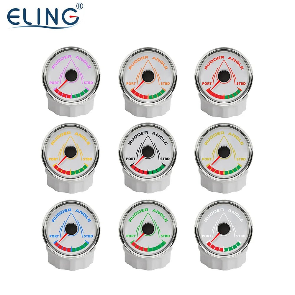 ELING 52mm Rudder Angle Indicator Gauge Meter 0-190ohm With Mating Sensor With 8 Colors Backlight for Marine Sailboat Vessels - Cozy & Co. Market