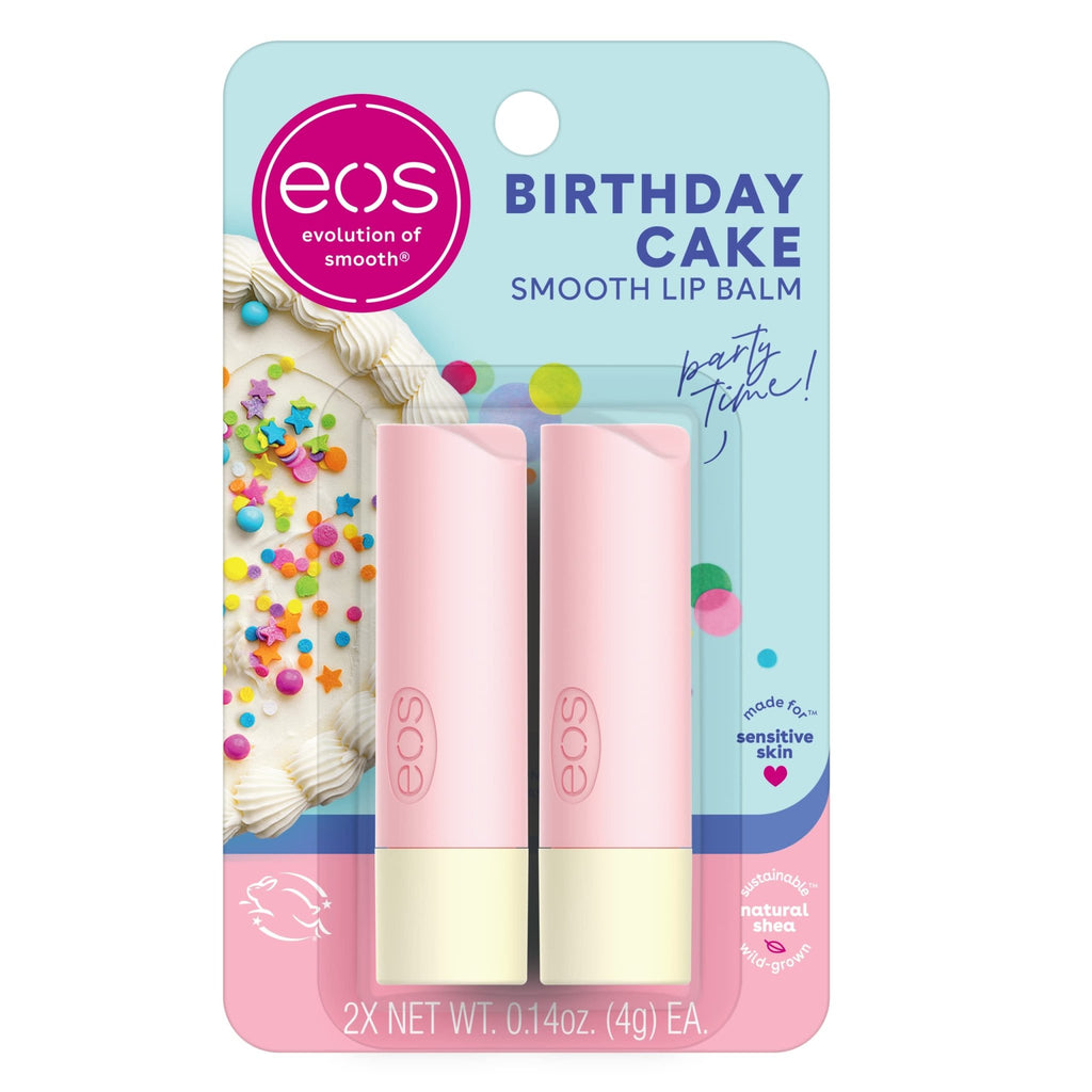eos Natural Shea Lip Balm- Birthday Cake Dermatologist Recommended for Sensitive Skin All-Day Moisture Lip Care Products 0.14 Ounce (Pack of 2) - Cozy & Co. Market