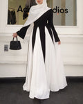 Europe and the United States cross-border women's 2025 spring new black and white stitching long elegant women's evening dress dress dress - Cozy & Co. Market