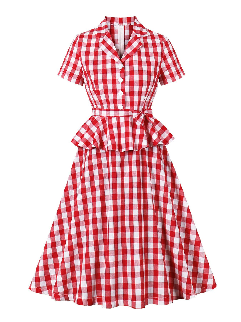 European and American Amazon cross-border suit collar plaid retro ruffled strap waist Hepburn style women's dress - Cozy & Co. Market