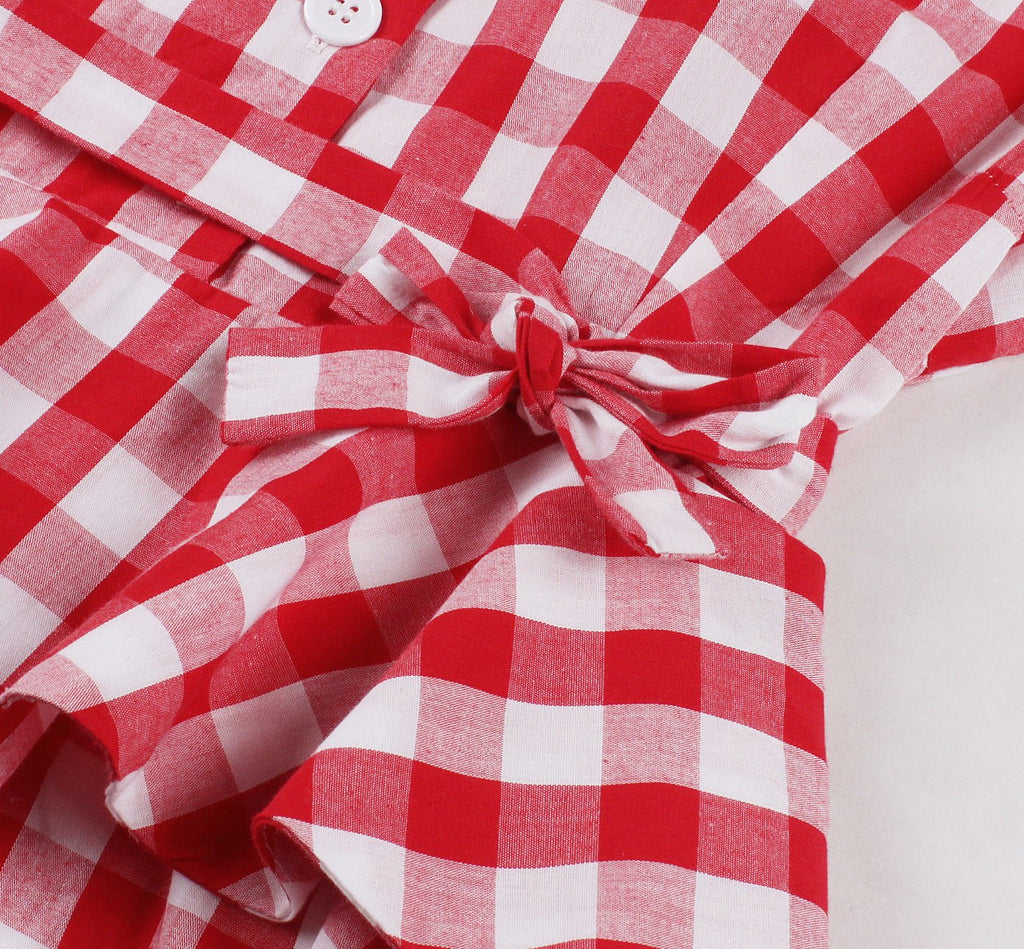 European and American Amazon cross-border suit collar plaid retro ruffled strap waist Hepburn style women's dress - Cozy & Co. Market