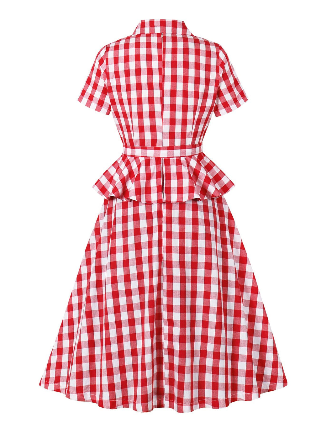 European and American Amazon cross-border suit collar plaid retro ruffled strap waist Hepburn style women's dress - Cozy & Co. Market