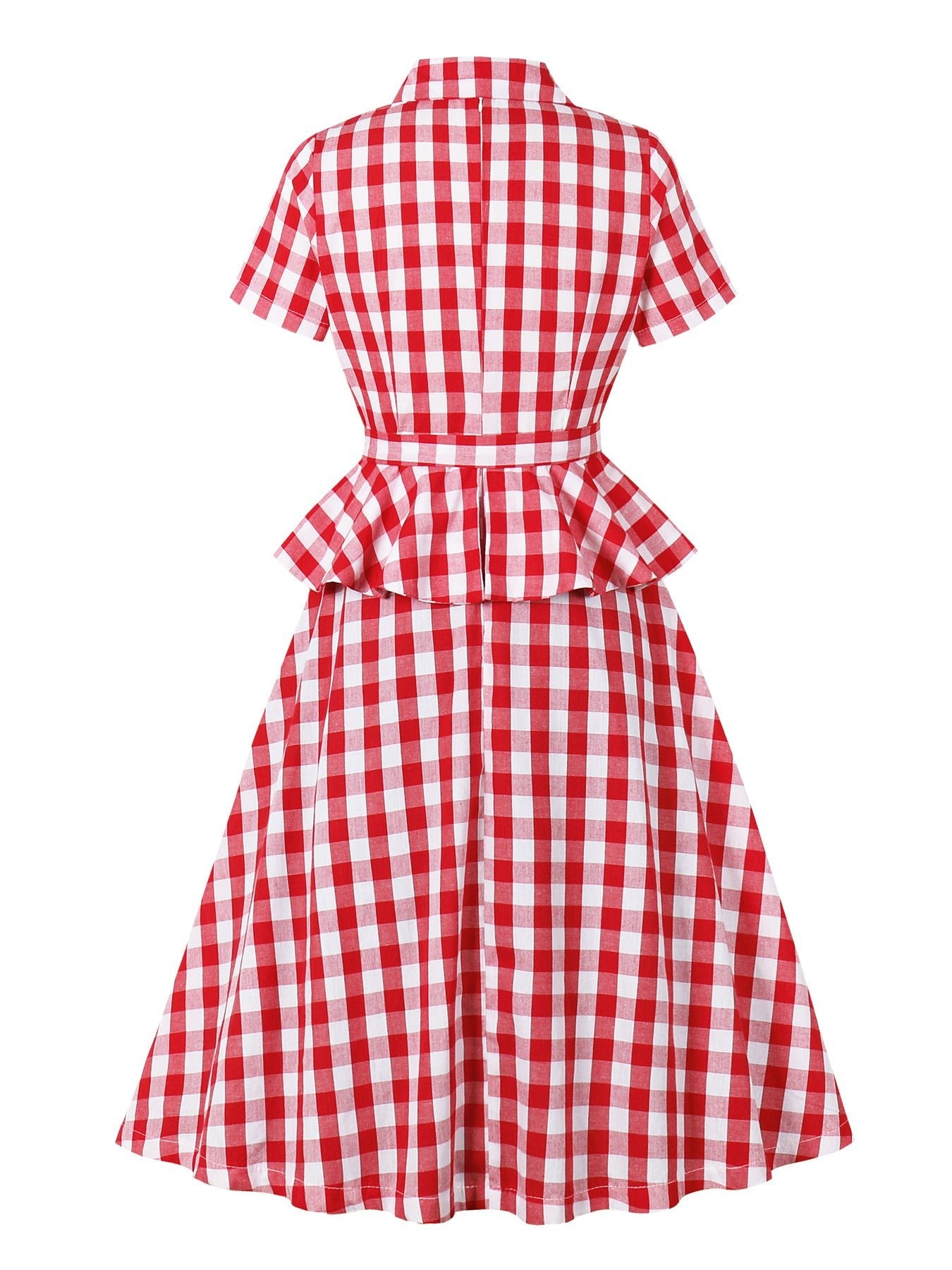 European and American Amazon cross-border suit collar plaid retro ruffled strap waist Hepburn style women's dress - Cozy & Co. Market