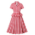 European and American Amazon cross-border suit collar plaid retro ruffled strap waist Hepburn style women's dress - Cozy & Co. Market