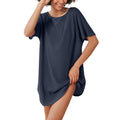 European and American Cross-Border Women's Casual Round Neck Dress Summer Short-Sleeved Waffle Long Women's Home Clothes Fashion - Cozy & Co. Market