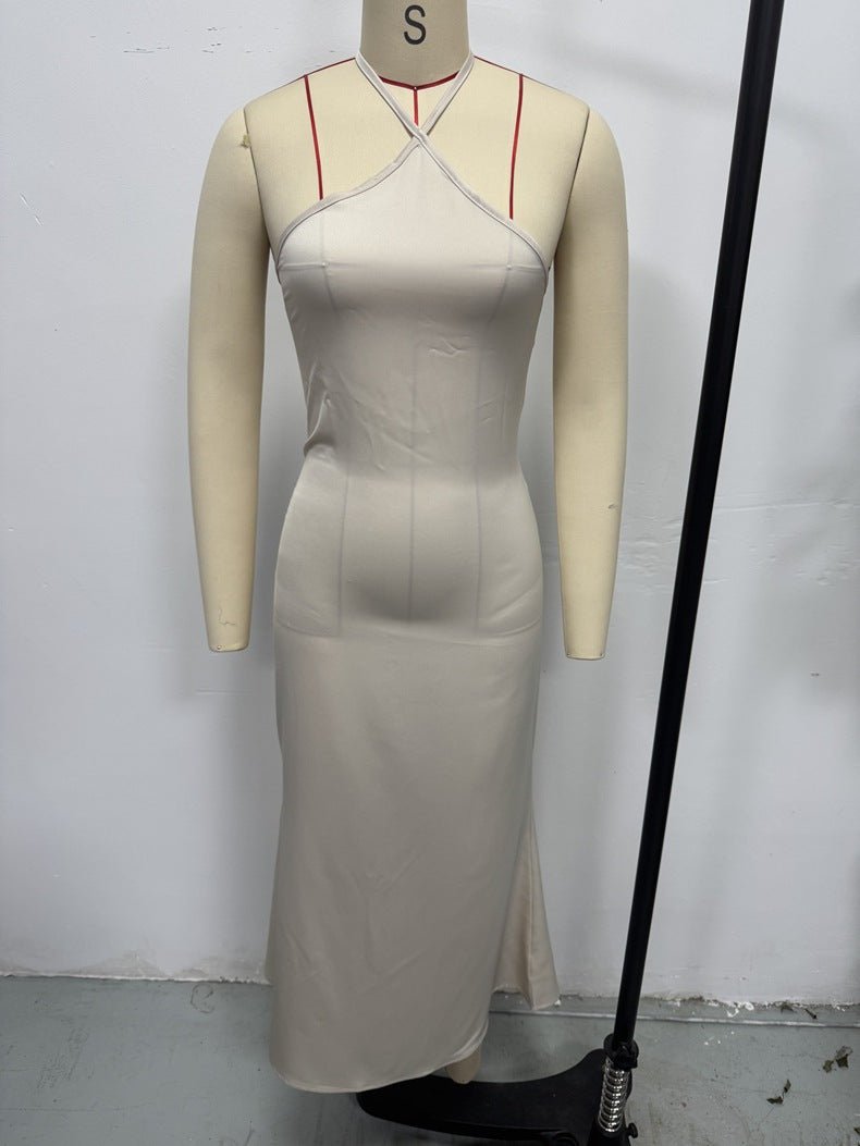 European and American Cross-Border Women's Sexy Dress Spring and Summer New Amazon Evening Dress Satin Suspender Long Skirt - Cozy & Co. Market